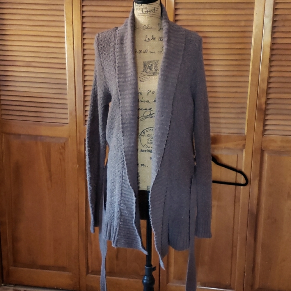 Gap large taupe brown belted sweater